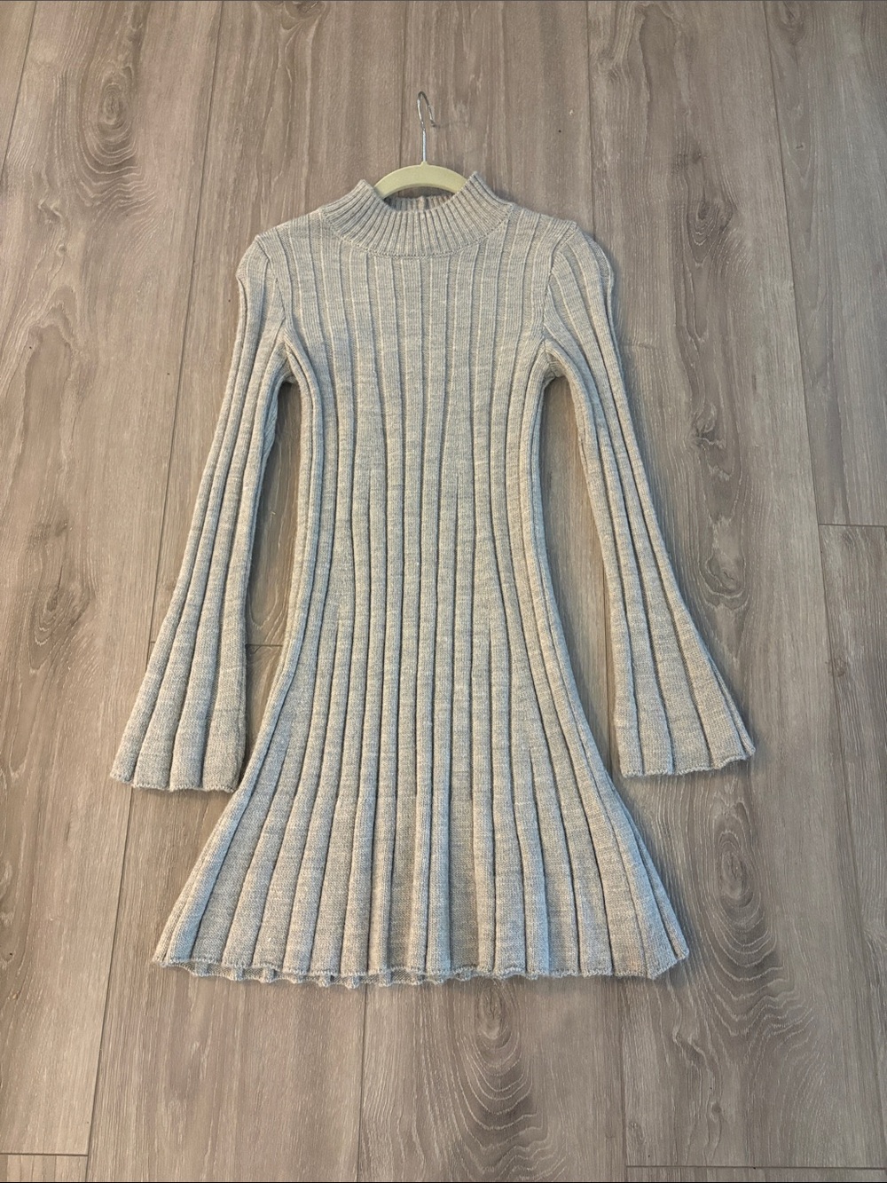 Women’s Gray Ribbed Mock Knit Dress - Picture 2 of 5